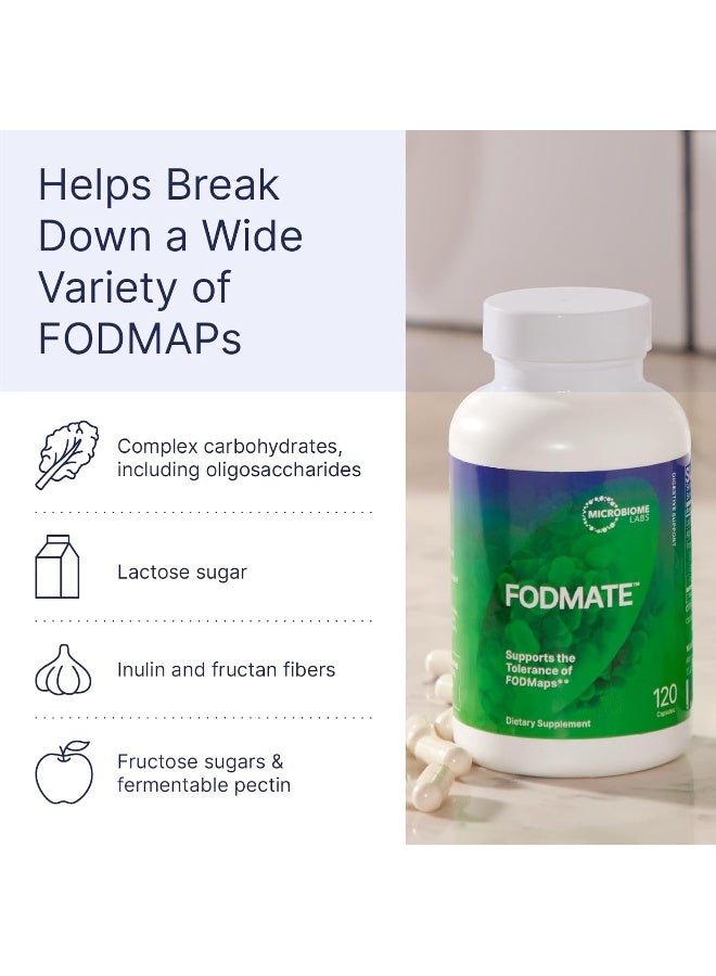 Microbiome Labs Fodmate - Digestive Enzyme Blend with Lactase + Alpha Galactosidase - Multi Enzyme Supplement to Support Occasional Bloating Relief & FODMAP Digestion (120 Count) - Image 3